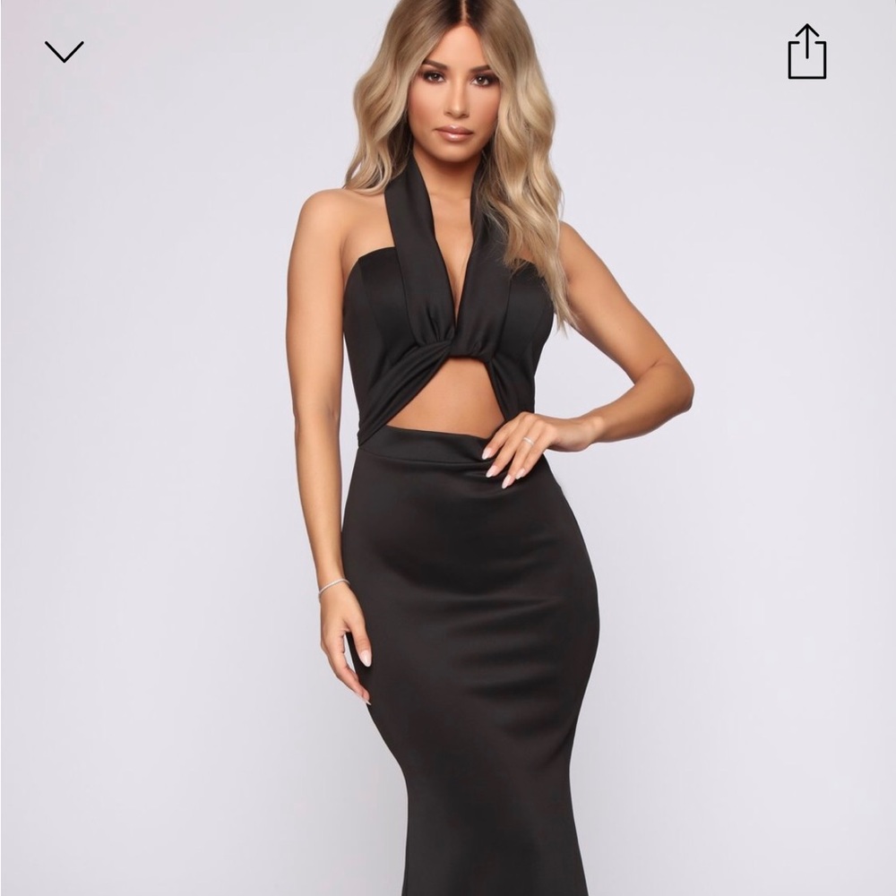 Black cut out gown/ halter detail NEVER WORN